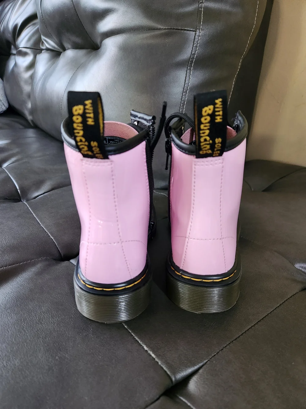 Dr. Martens Pink Patent Lace-Up Kids Boots Size 1 Youth